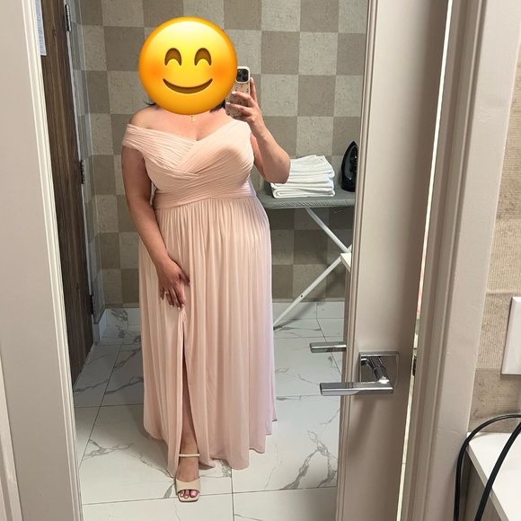 Crisscross Off-the-Shoulder Bridesmaid Dress - Picture 1 of 3